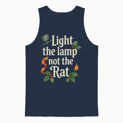 Light the Lamp Not the Rat Funny Christmas Matching Family Unisex Tank Top - Navy
