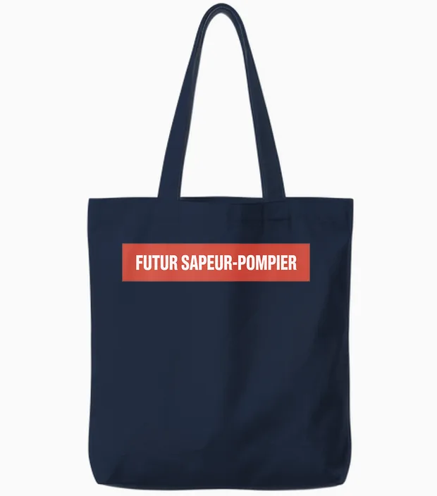 Children's Future Firefighter Design Funny Fan Tote Bags in Navy