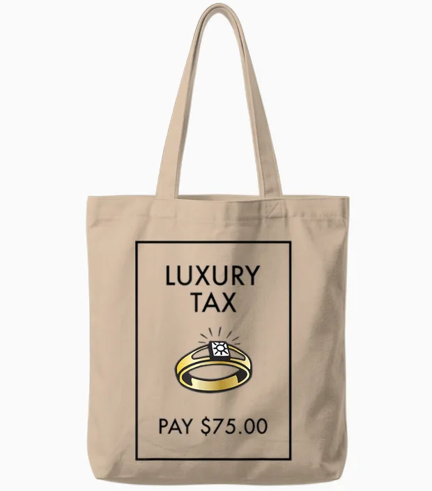 Monopoly Board Game Luxury Tax Pay $75 Classic Tote Bags in Natural