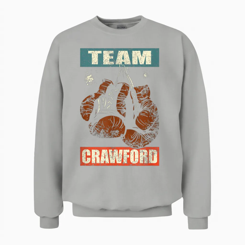 Crawford Last Name Retro Family Name Crawford Boxing Unisex Sweatshirt in Ash