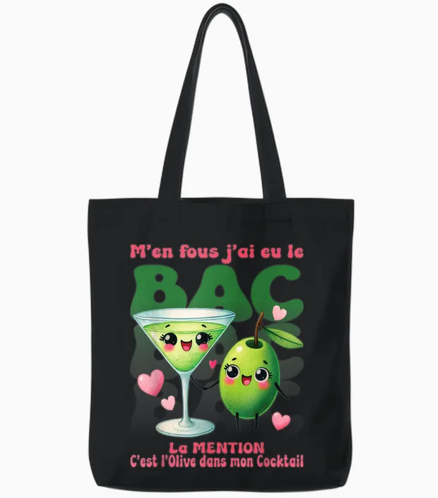 Bac 2026 Olive Diplômée Cadeau Drôle Pour Bachelier Mention Tote Bags in Black