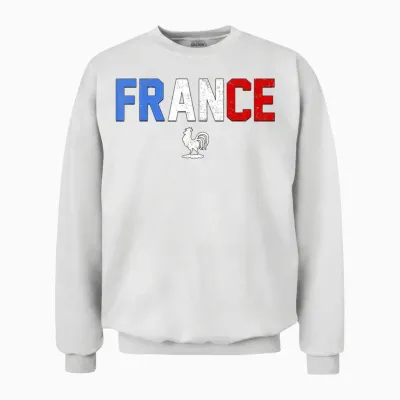 France with French Flag Colors. Men, Women & Kids France Unisex Sweatshirt - White
