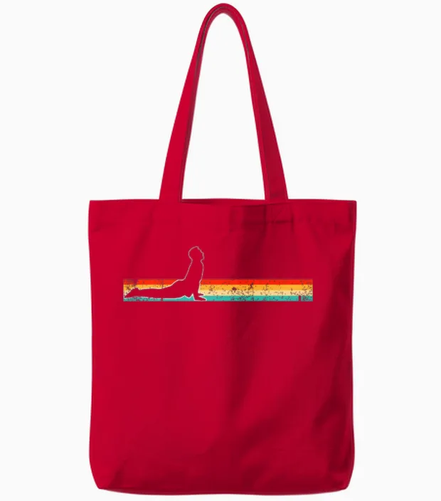 Yoga Retro Tote Bags in Red