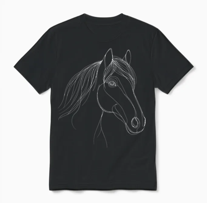 Line Art Cheval Knabstrupper équitation équestre Unisex T-Shirt in Black