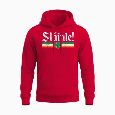 Celtic Cheers Celebration: Sláinte, Happy St Patrick's Day T-Shirt, Black, S Unisex Hoodie - Red