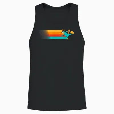 Disney Channel Phineas and Ferb Perry the Platypus T-Shirt Small Unisex Tank Top - Black