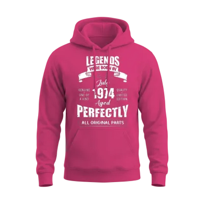Legends Were Born in July 1974 Birthday Unisex Hoodie - Heliconia