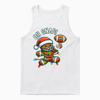 Funny Gingerbread Man Pajamas & Pjs Xmas Holiday Oh Snap Gingerbreadman Christmas Football Unisex Tank Top - White