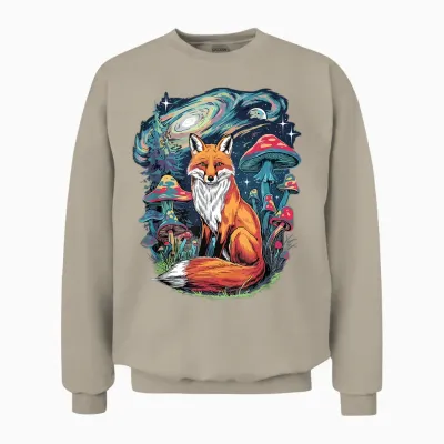 Trippy Psychedelic Fox Foxes Unisex Sweatshirt - Sand