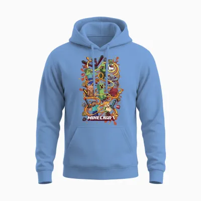 Minecraft Group Shot Funtage Arrow Composition T-Shirt, Black, S Unisex Hoodie - Carolina Blue