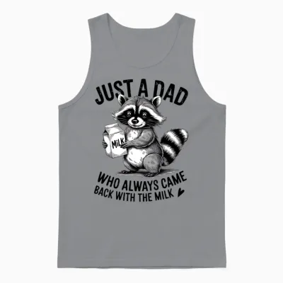 Just a Dad Milk Run Raccoon Unisex Tank Top - Sport Grey