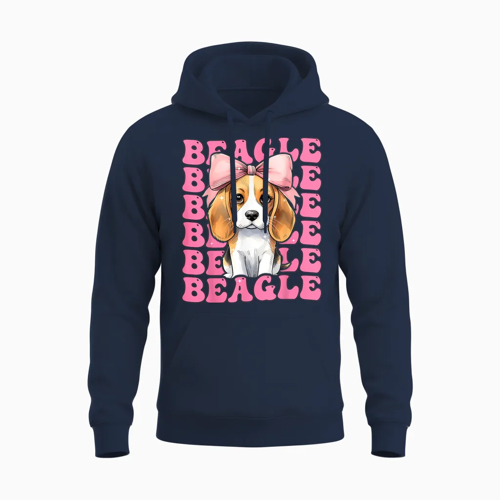Coquette Bow Beagle Fille Chien Maman Fête Des Mères Rose Unisex Hoodie in Navy