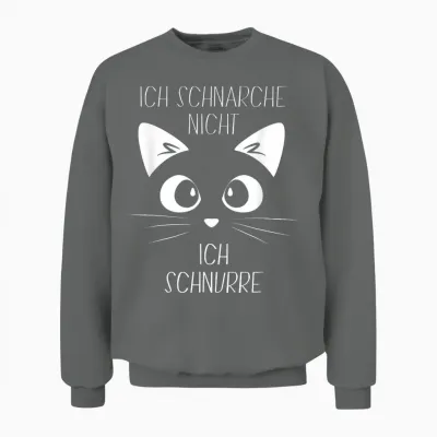 Sleep Shirt with German Text "ich Schnarche Nicht, Ich Schnurre" Cat T-Shirt, Black Unisex Sweatshirt - Graphite Heather