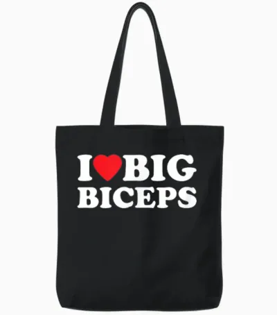 I Love Big Biceps Gym and Sports Tote Bags - Black