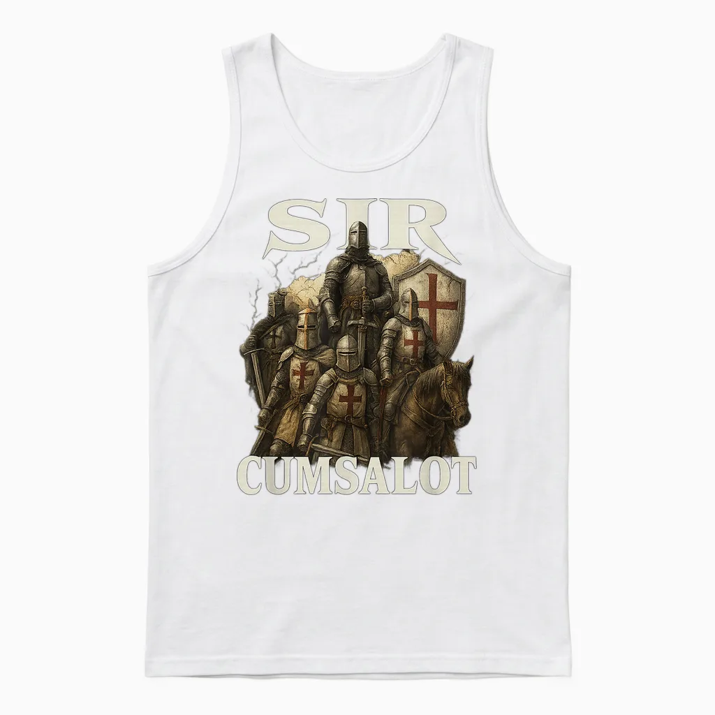 Sir Cumsalot Lustiges Gen Z Brainrot Raunchy Meme Unhinged Y2k Unisex Tank Top in White