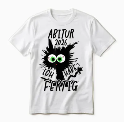 Abitur 2026 T-Shirt with German Text "ich Habe Fertig" Unisex T-Shirt - White