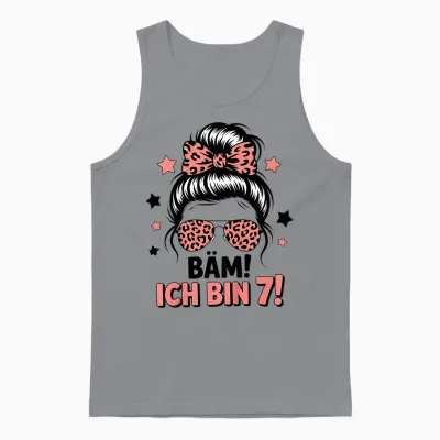 Bäm Ich Bin 7 Messy Bun Mädchen 7 Geburtstag Unisex Tank Top - Sport Grey