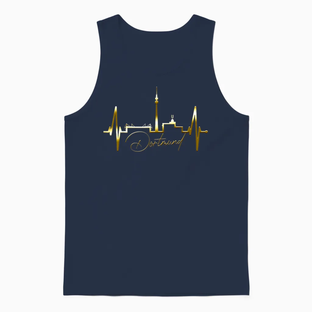 Dortmund Heartbeat Skyline Puls Ruhrpott I Love Dortmunder T-Shirt, Black Unisex Tank Top in Navy