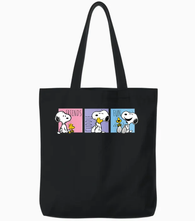 Peanuts - Snoopy Friends Cuddle Fun Tote Bags in Black