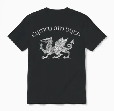 Wales Red Welsh Dragon Cymru Am Byth Unisex T-Shirt - Black