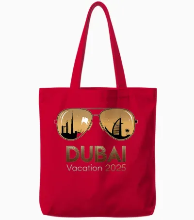 Dubai 2025 Vacation Sunset Desert Adventure Apparel Tote Bags - Red