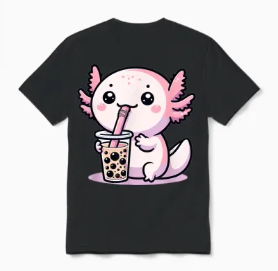 Axolotl Bubble Tea Boba Tea & Cute Anime Kawaii, Mädchen Frauen Unisex T-Shirt - Black