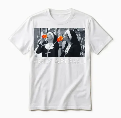 T-Shirt with Holy Aperoli X Nons Christi Spitz. Aperoly, Black Unisex T-Shirt - White