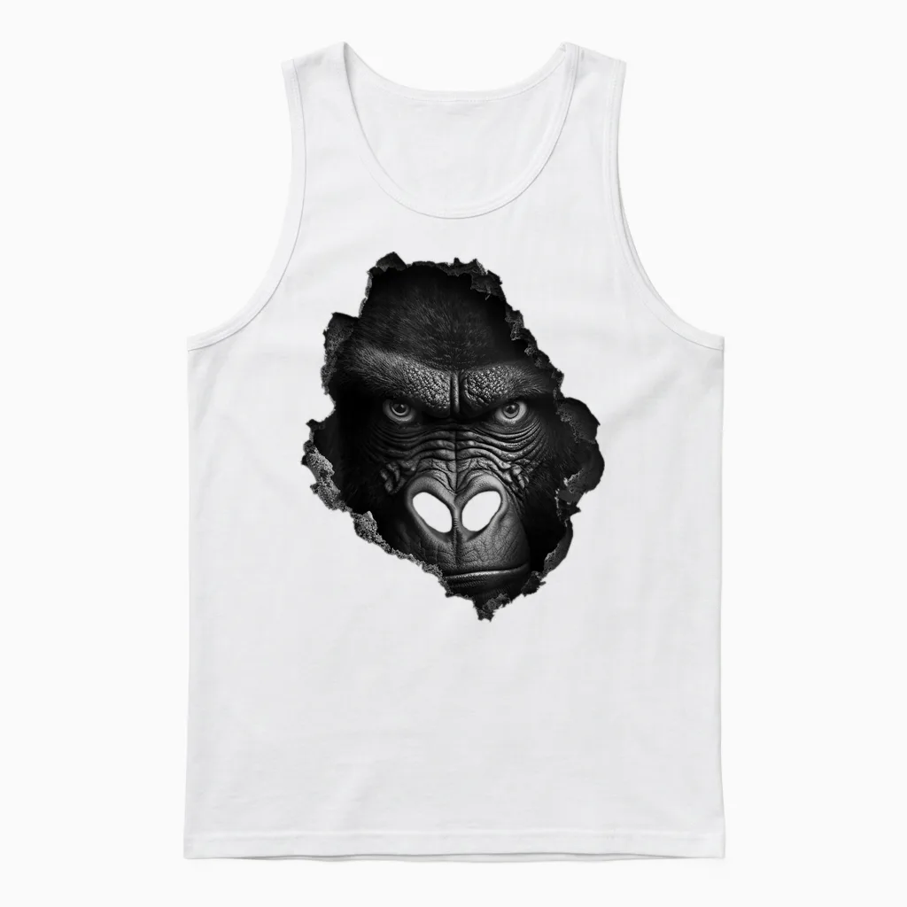 @n!mal Gorilla Gesicht Wand Tier Druck Kunst Tierliebhaber Gorilla T-Shirt Damen & Herren Schwarz Klein Eu 38-40 Unisex Tank Top in White
