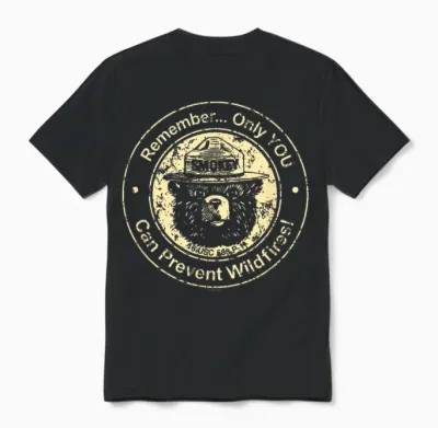 Smokey Bear Only You Can Prevent Wildfires Vintage Seal Unisex T-Shirt - Black
