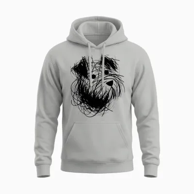 Minimalist Dog Sketch Doodle Dog Portrait Unisex Hoodie - Ash