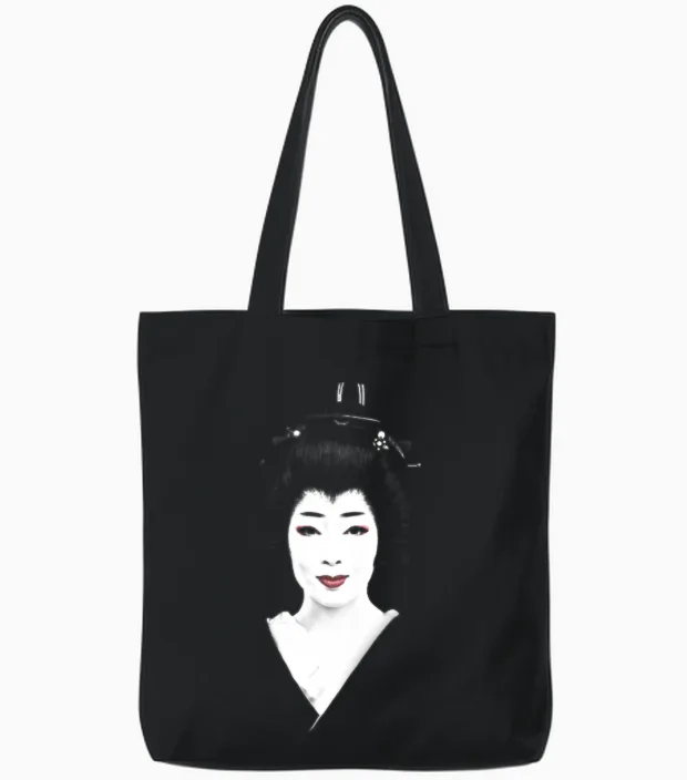 Japanese Geisha Tote Bags in Black