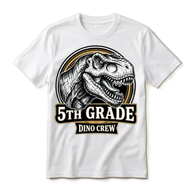 5th Grade Dino Crew T-Rex Back to School Unisex T-Shirt - White