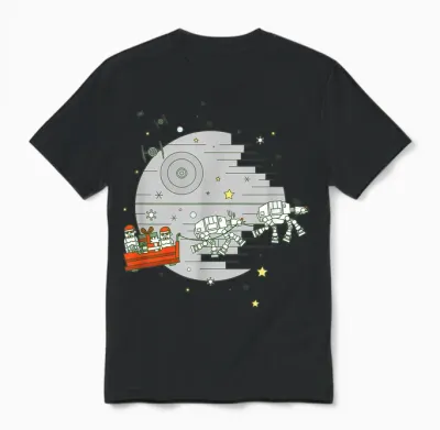 Star Wars Christmas Death Star Sleigh Ride Unisex T-Shirt - Black