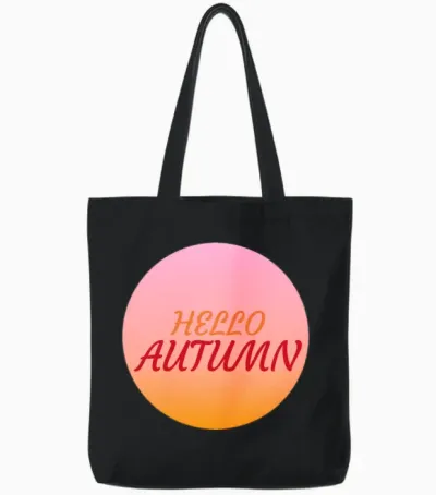 Hello Autumn Colorful Design Tote Bags - Black