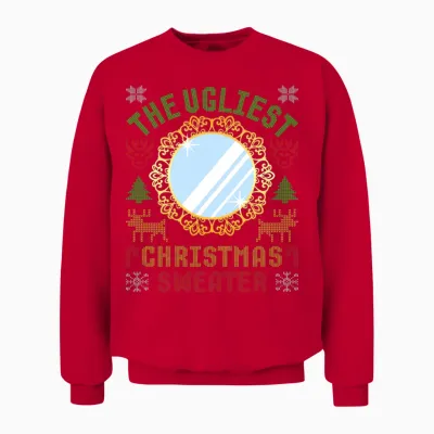 The Ugliest Christmas Sweater with an Image of a Mirror Unisex Sweatshirt - Red