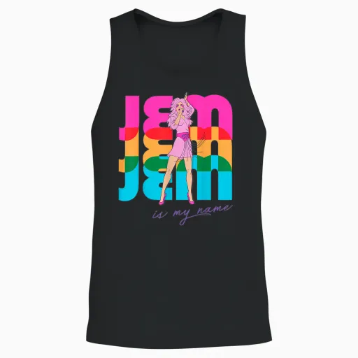 Jem and the Holograms Jem Is My Name Colorful Silhouettes Unisex Tank Top - Black