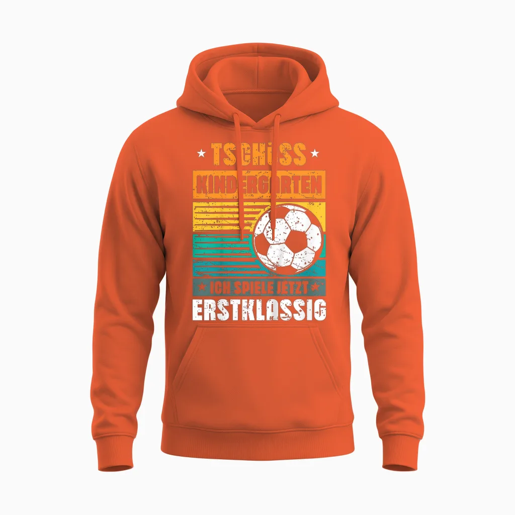 Schulkind Cooles Fussball Junge Schulbeginn Einschulung Unisex Hoodie in Orange
