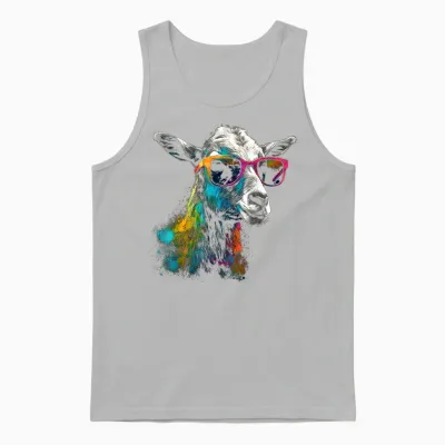 Ziegenliebhaber Kunstwerk Sonnenbrille | Bunte Tiermotiv Ziege Unisex Tank Top - Ash