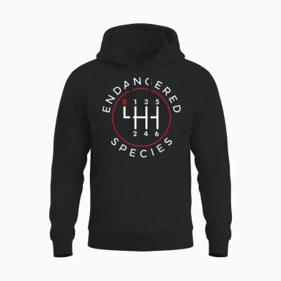 Endangered Species Manual Gearbox Stick Shift 6 Speed Unisex Hoodie - Black