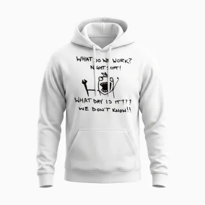 Funny Night Shift Worker Unisex Hoodie - White