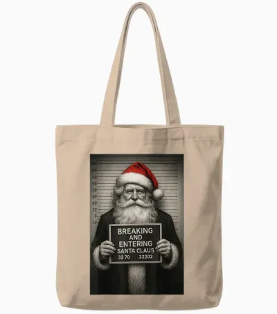 Funny Santa Christmas – Santa Claus Mugshot Tote Bags - Natural