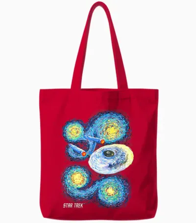 Star Trek Original Series Starry Night Paint Tote Bags - Red