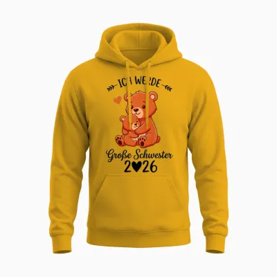 Kinder Ich Werde Große Schwester 2026 Unisex Hoodie - Gold