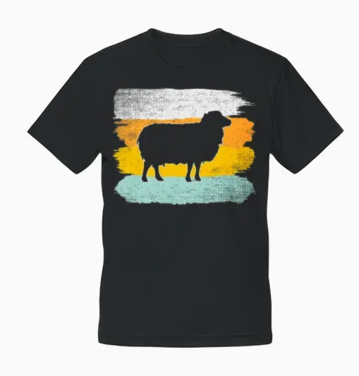Sheep Retro Unisex T-Shirt - Black