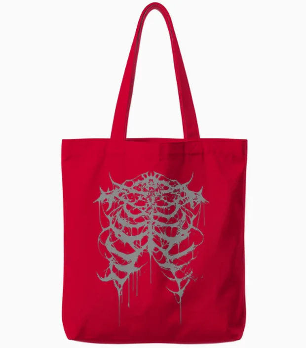 Horror Black Metal Death Metal | Gothic Goth Grunge Langarmshirt Tote Bags in Red