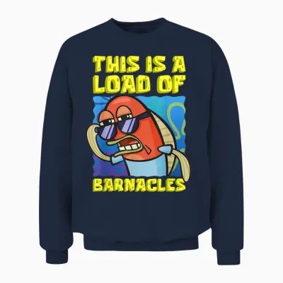 Mademark X Spongebob Squarepants - This Is a Load of Barnacles Funny Spongebob Fish Joke Unisex Sweatshirt - Navy
