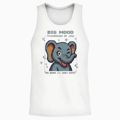 Pixel Elephant – Big Mood Cute Retro Unisex Tank Top - White