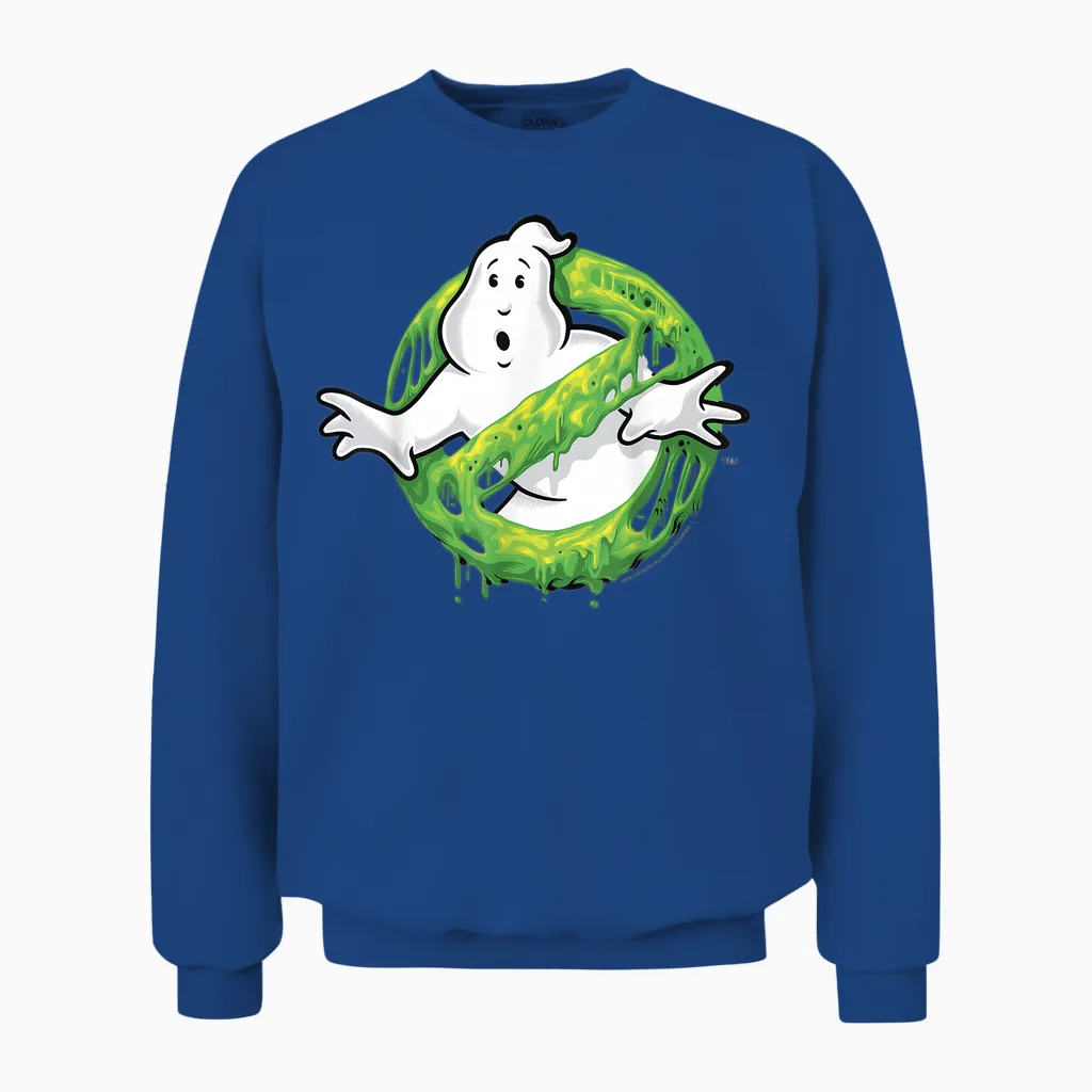 Ghostbusters Classic Slime Ghost Logo Graphic Unisex Sweatshirt in Royal