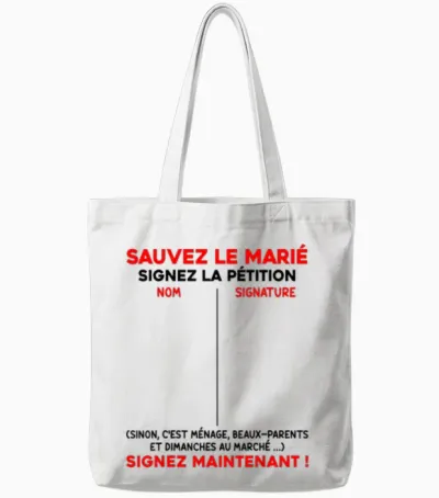 Save the Groom Funeral Vie De Bachel Evg Future Groom T-Shirt, Black, S Tote Bags - White