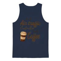 Half Air Traffic Controller Half Coffee Unisex Tank Top - Navy – 1